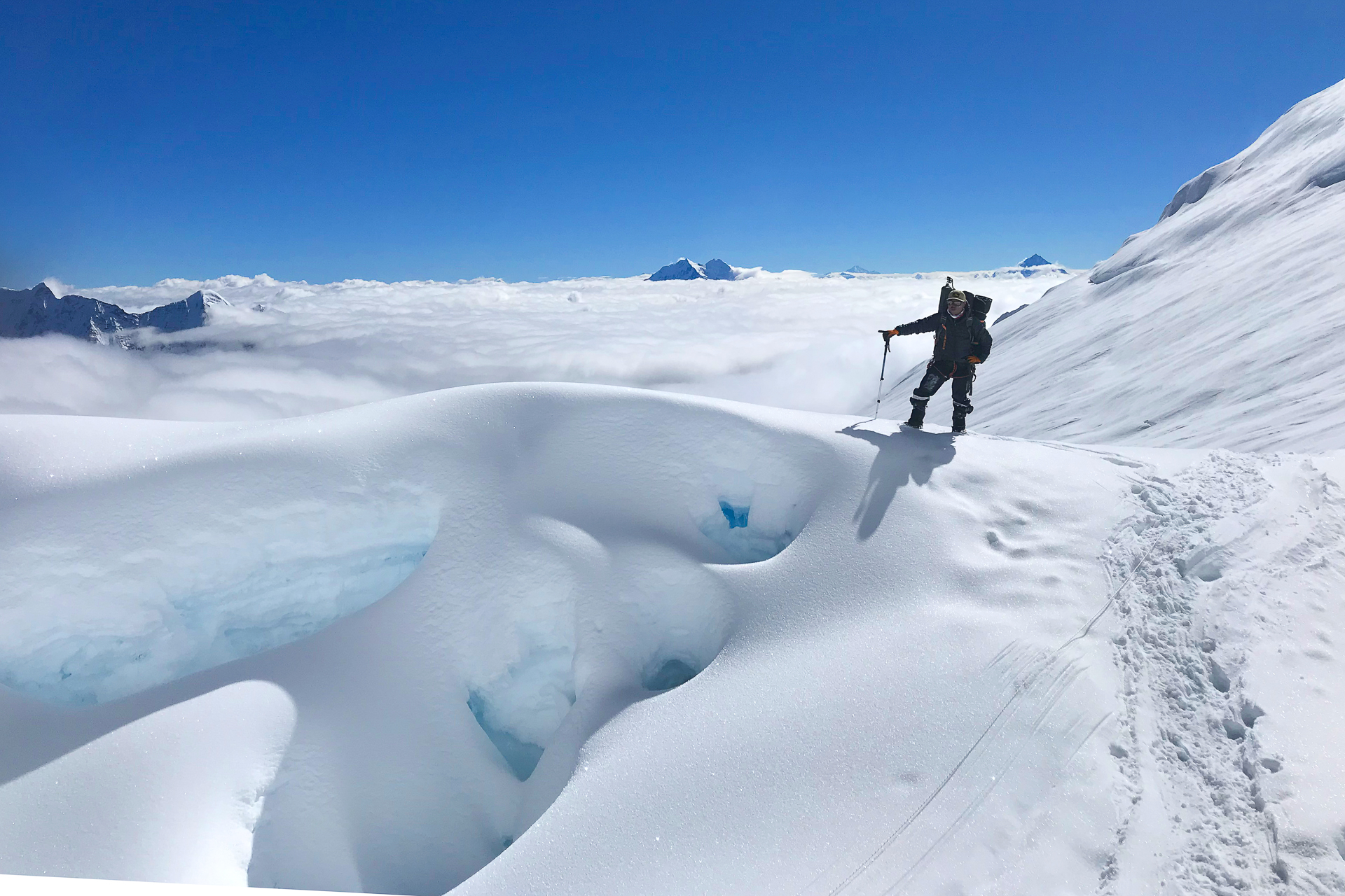 Photo expédition Manaslu 2021 entre camp 2 et camp 3