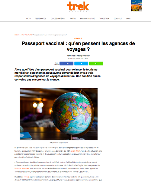 Trekmag - Passeport vaccinal : qu’en pensent les agences de voyages ? 