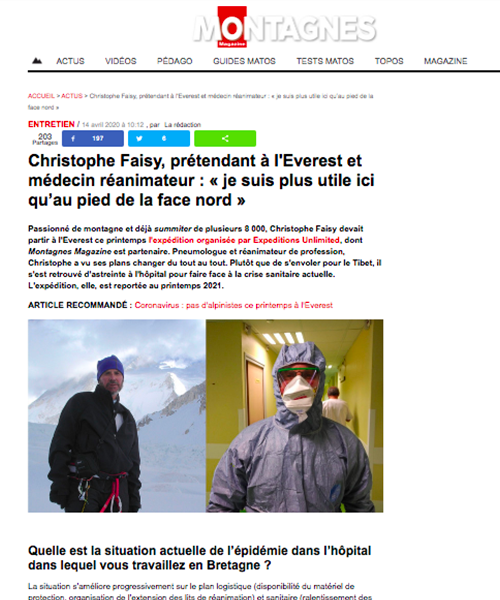 Montagnes Magazine - Christophe Faisy, prétendant à l'Everest et médecin réanimateur