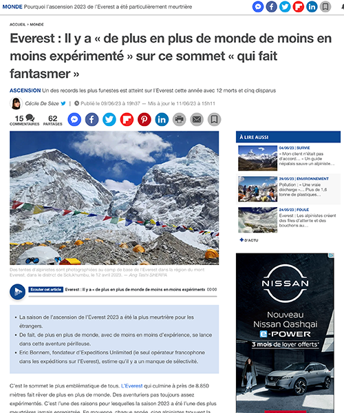 Everest : Il y a « de plus en plus de monde de moins en moins expérimenté »